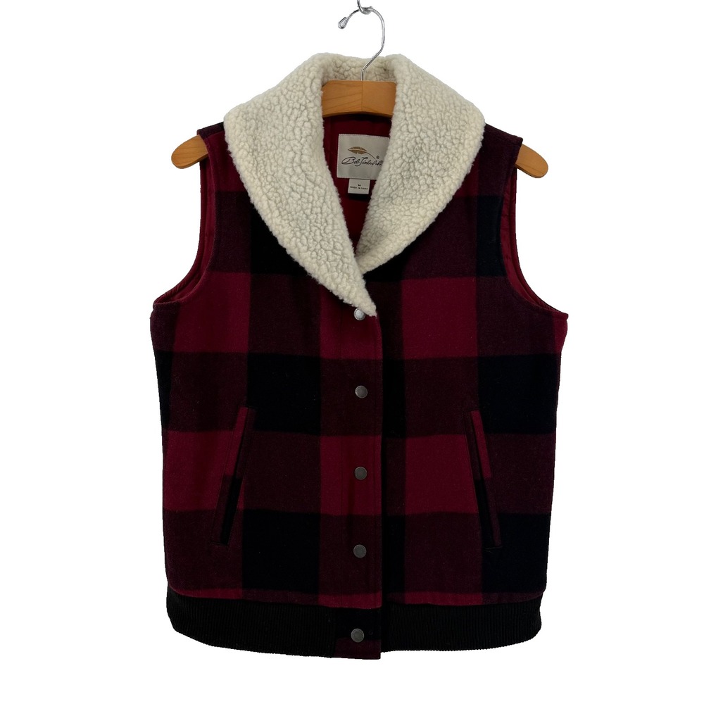 Bob Timberlake Wool Blend Thermolite Vest M Women's Buffalo Plaid Sherpa Collar